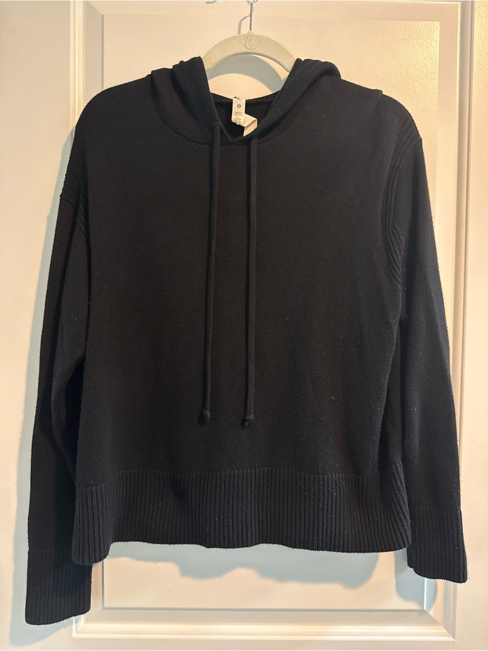 Lululemon Women's Black Hooded Woven Knit Pullover Sweater